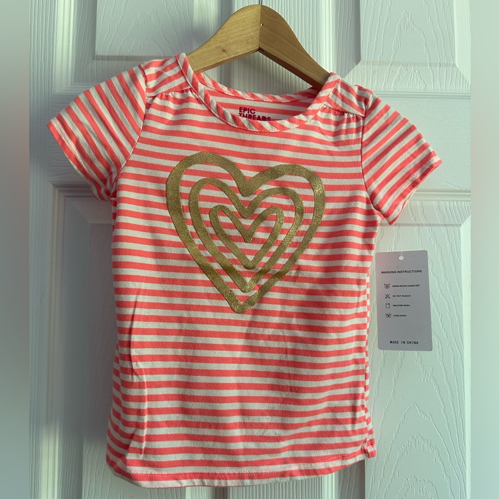 Epic Threads Toddler Girls Short Sleeve Orange Print T-shirt Size 4T NWT $16